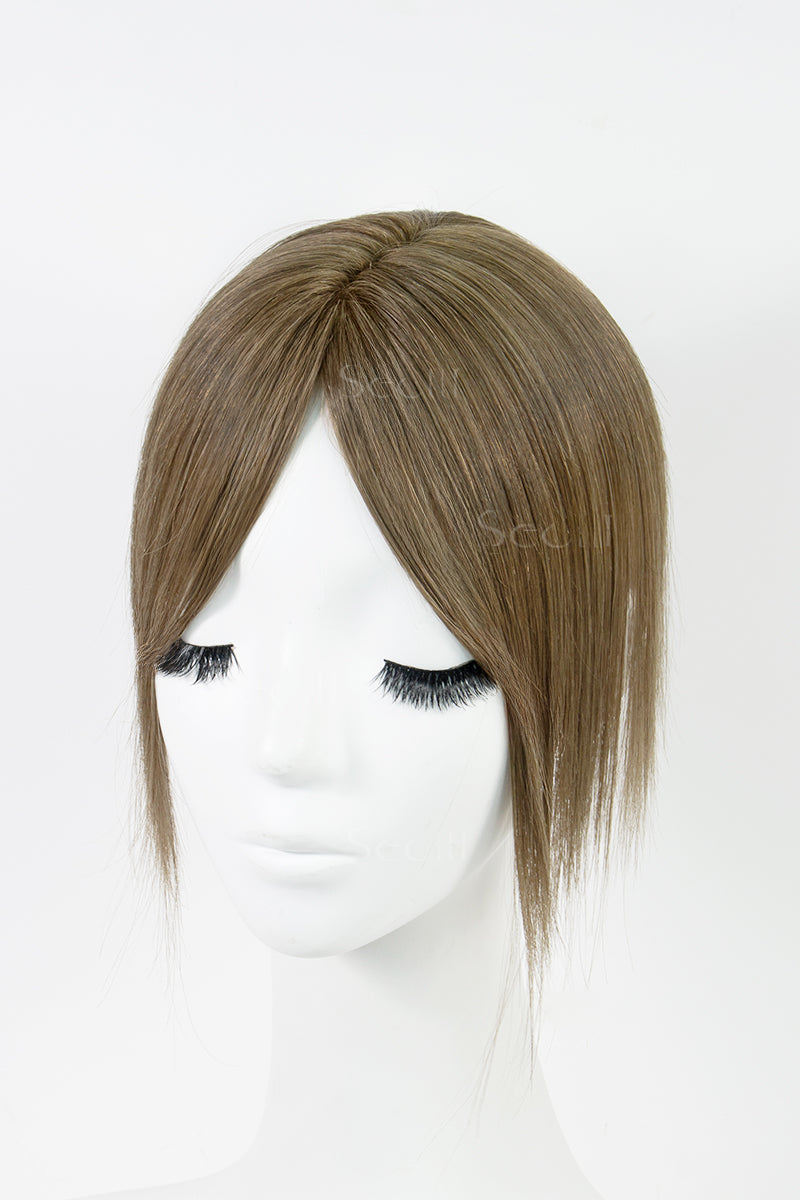 Mona Human Hair Topper Light Chestnut Brown 