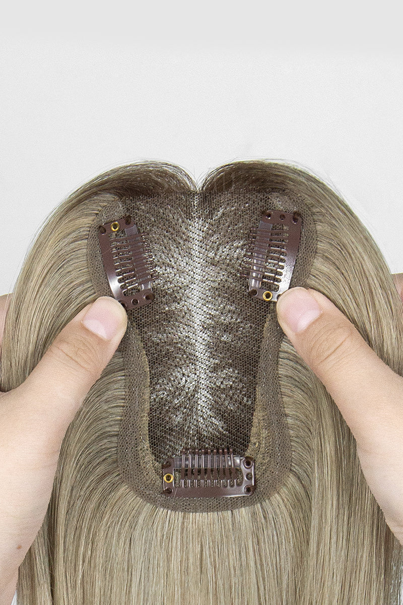 Mona Handmade Human Hair Topper Ombre Dark Root to Blonde 
