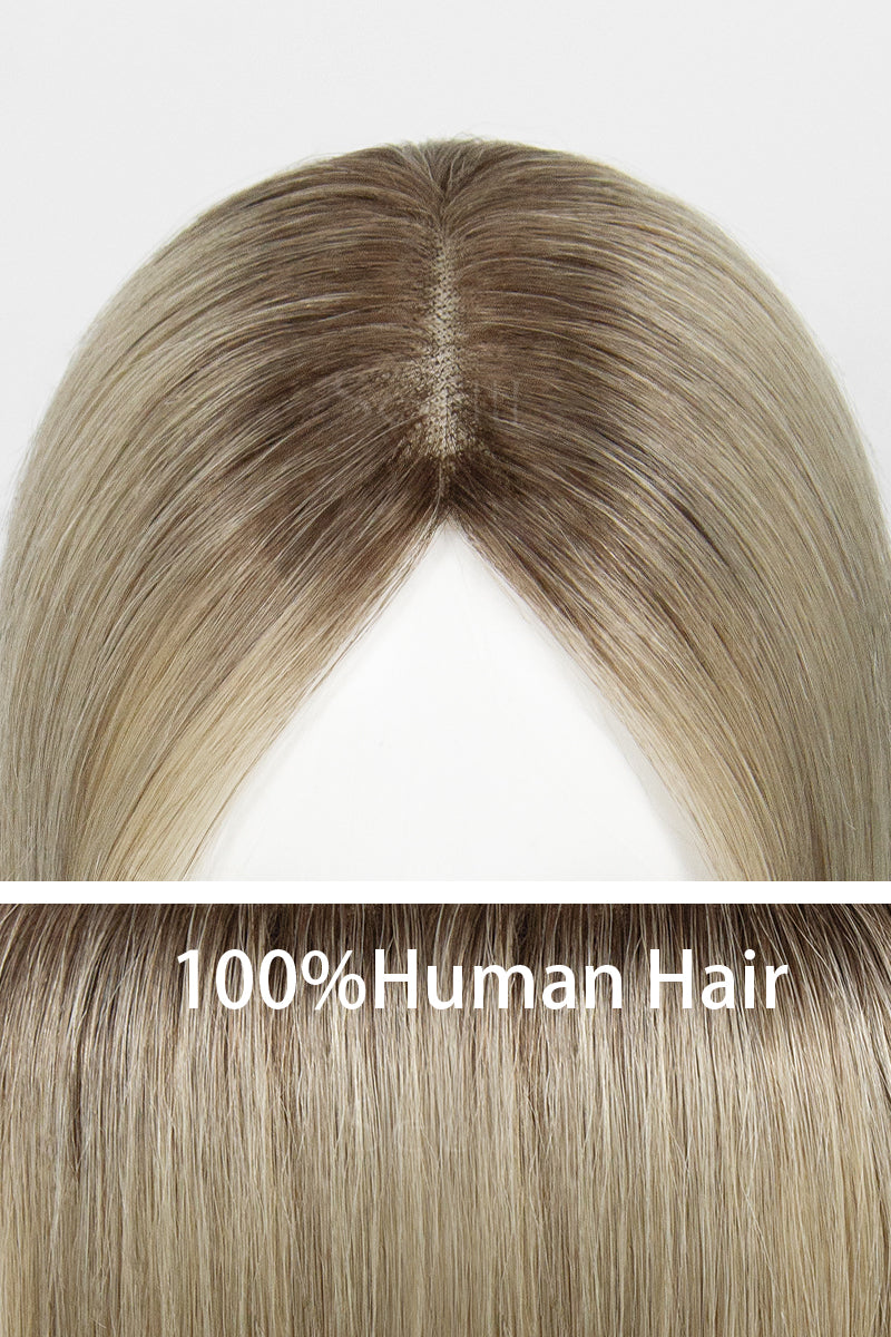Mona Handmade Human Hair Topper Ombre Dark Root to Blonde 