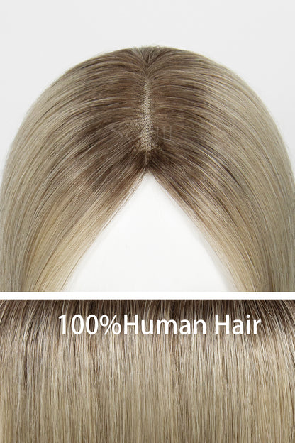 Mona Handmade Human Hair Topper Ombre Dark Root to Blonde 