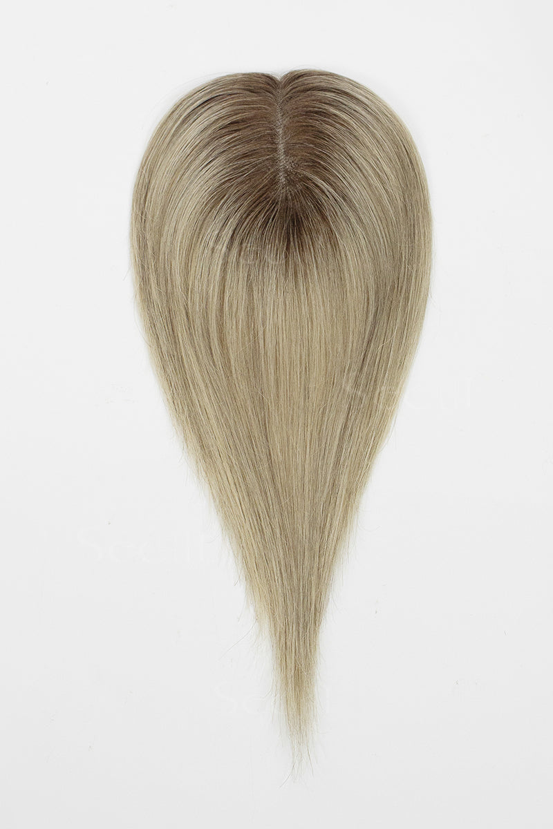 Mona Handmade Human Hair Topper Ombre Dark Root to Blonde 