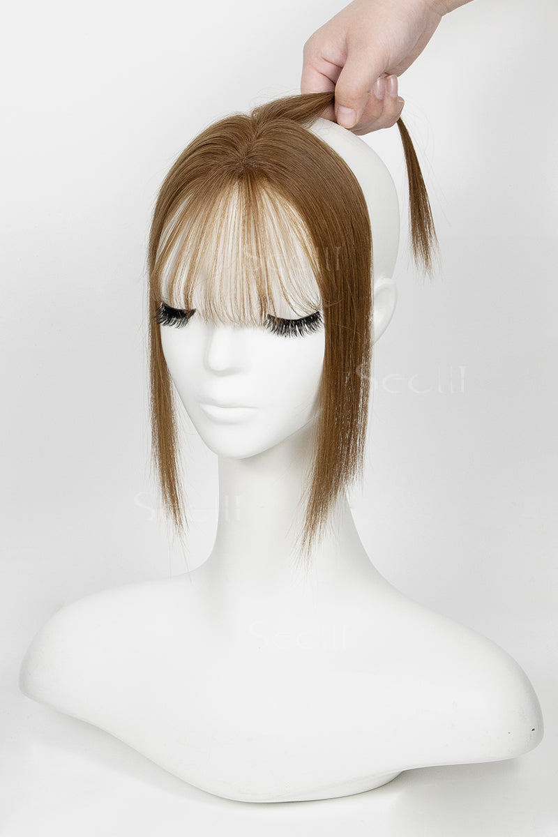 Magic Pixie Topper with Bangs Light Auburn Brown 