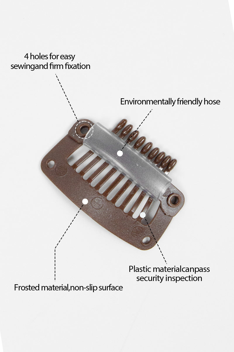 plastic comb-like object with text labels on a white background