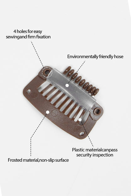 plastic comb-like object with text labels on a white background
