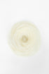 White blonde hair scrunchie arranged in a circular bun shape on a white background.